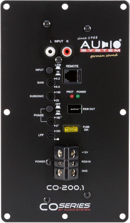 Audio System SUBFRAME R08 FLAT-2 ACTIVE EVO Reserverad aktiv Subwoofer 300 Watt Bassgehäuse mit 2 x R08 FLAT EVO und Verstärker CO-220.1