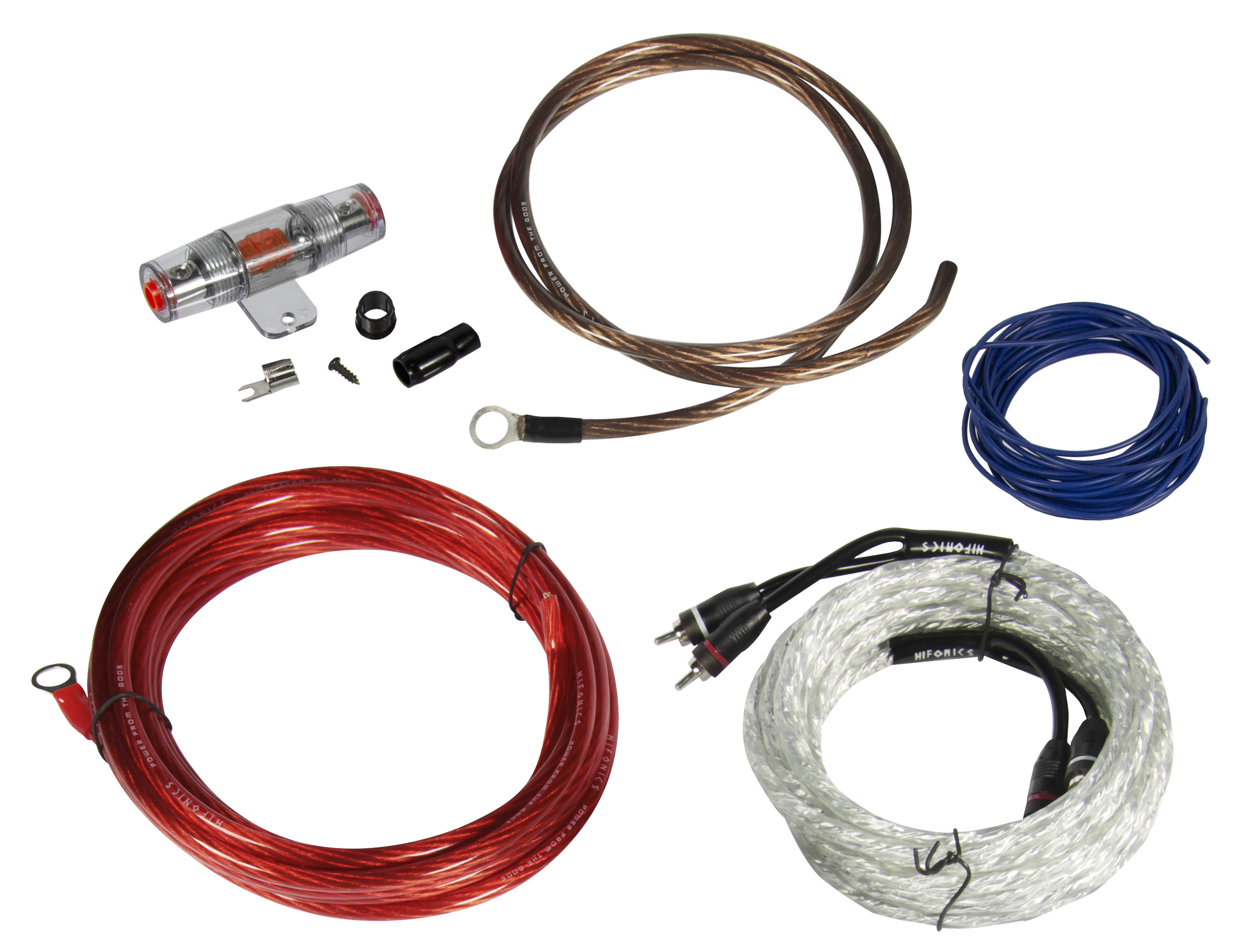Hifonics HFX10WK Performance Verstärker-Anschluss-Set Power Connection Cable Set 10mm² Set zur Installation von Auto Verstärkern und Aktiv Subwoofern