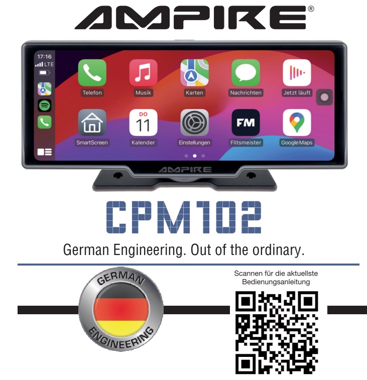 Ampire CPM103 Smartphone Touchscreen Monitor 25.4cm (10") mit AHD Dashcam und RFK-Eingang (AHD)   