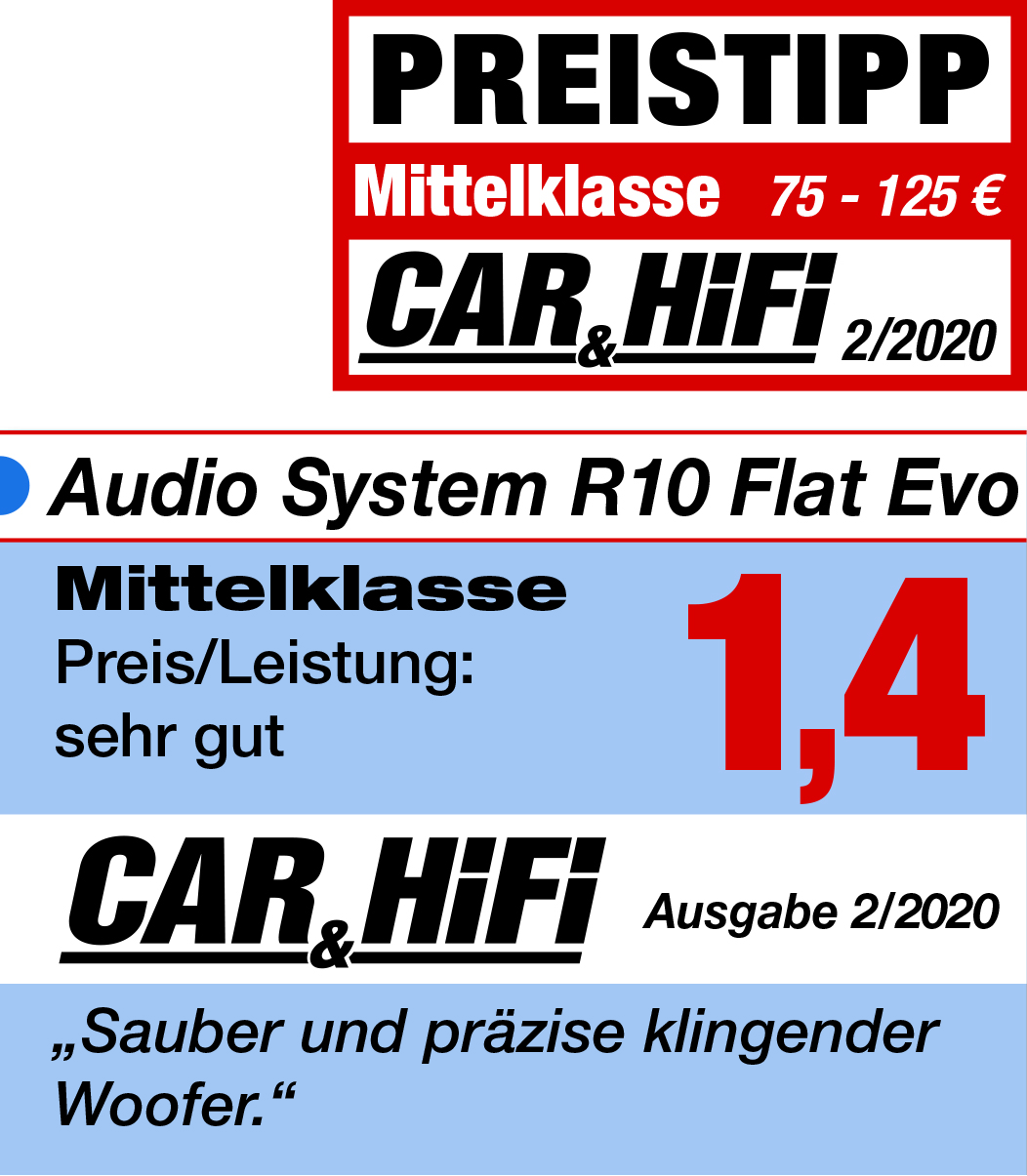 Audio System R 10 FLAT EVO 2 flacher Subwoofer 25cm (10") 4 Ohm, 400 Watt Woofer