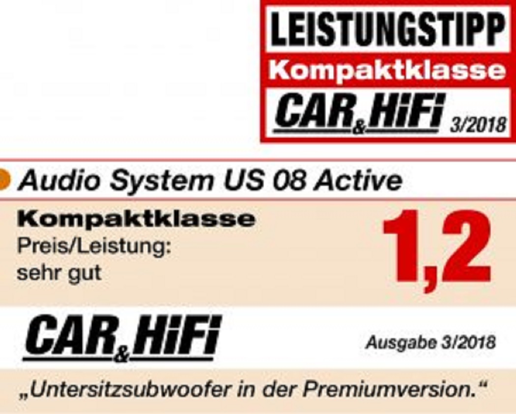 Audio System US08 ACTIVE 20cm Untersitz Aktiv Woofer Underseat Subwoofer 250W